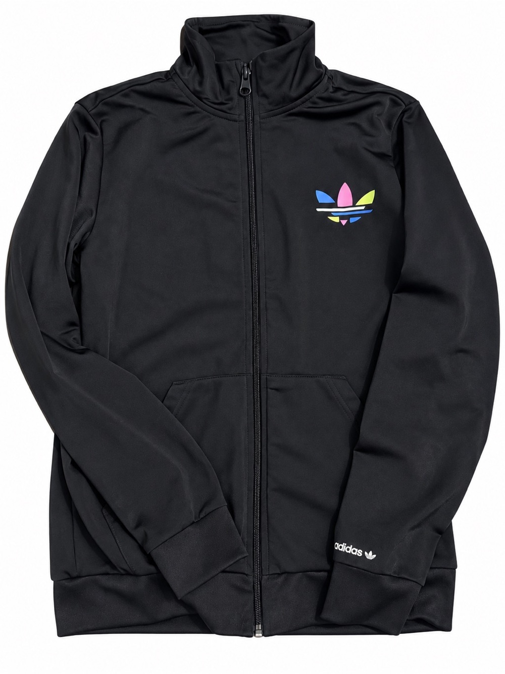 AdidasTeens Zip Track Jacket Stand-Up Collar Black/Multicolor L